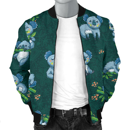Koala Blue Design Print Men Bomber Jacket
