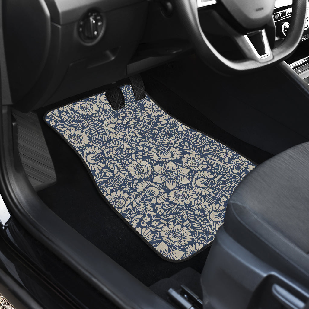 Elegant Floral Print Pattern Car Floor Mats Front Back
