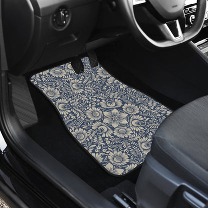 Elegant Floral Print Pattern Car Floor Mats Front Back