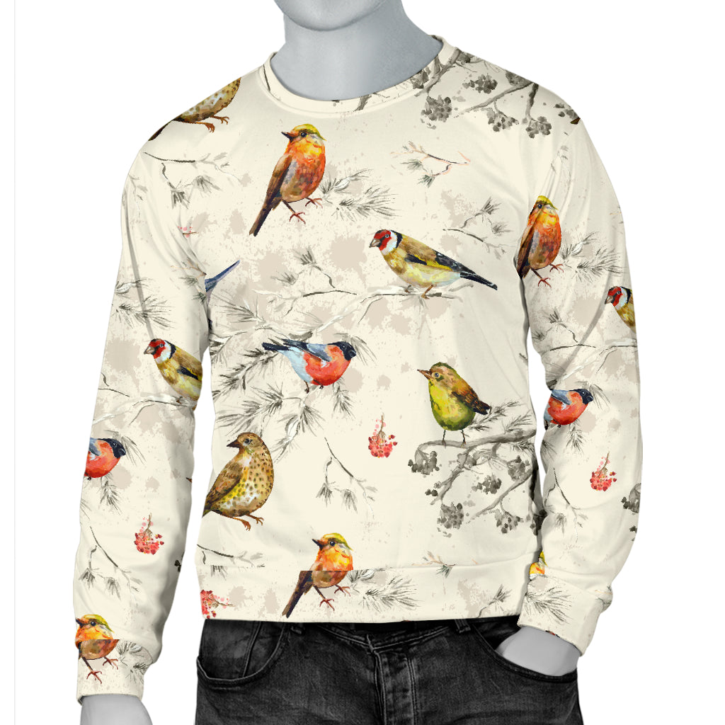 Bird Watercolor Design Pattern Men Long Sleeve Sweatshirt