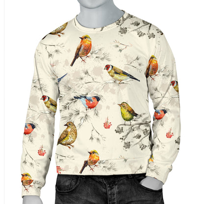 Bird Watercolor Design Pattern Men Long Sleeve Sweatshirt