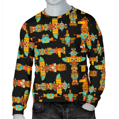 Totem Pole Cartoon Print Men Long Sleeve Sweatshirt