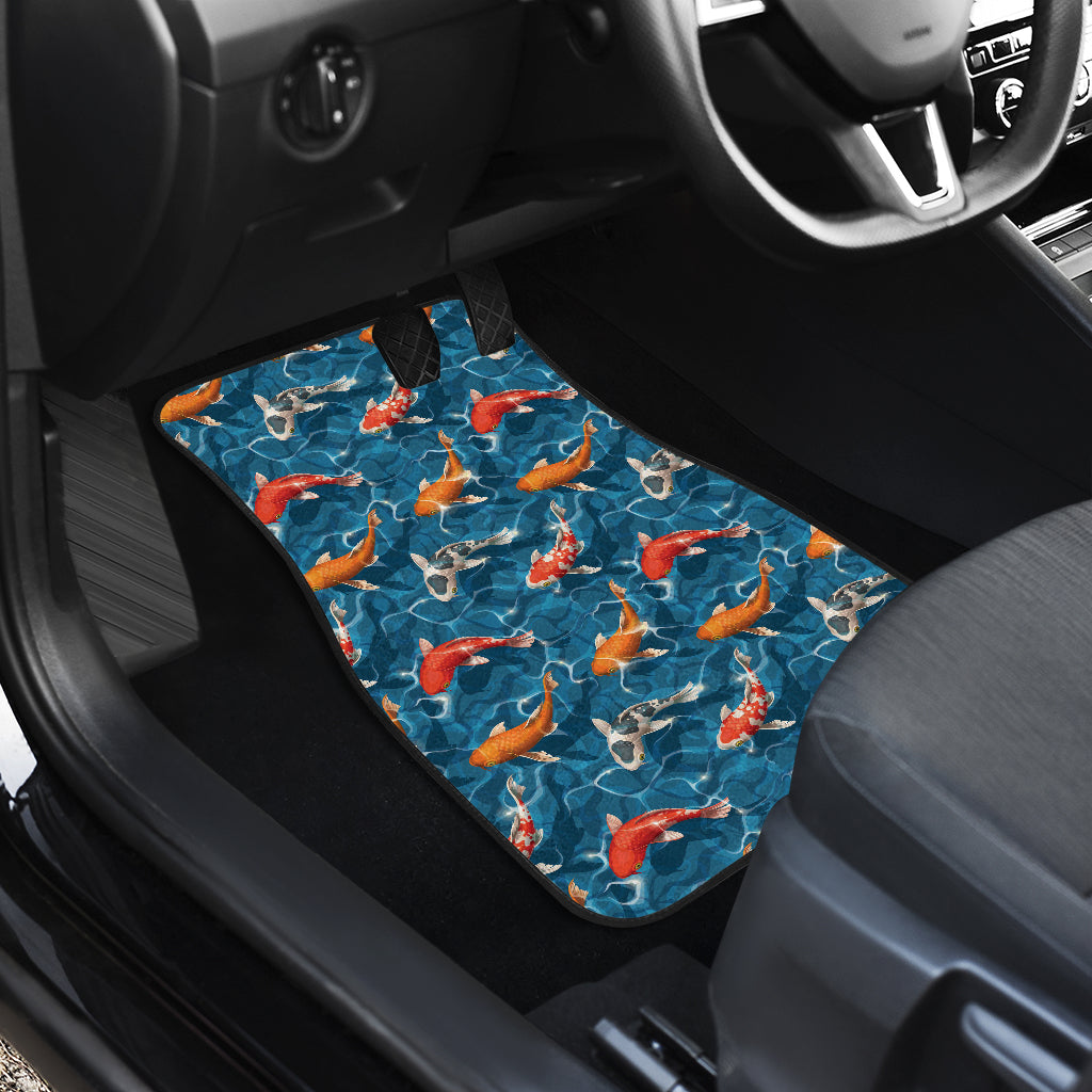 Koi Carp Water Design Themed Print Car Floor Mats Front Back