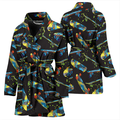 Skateboard Print Design LKS305 Women Bathrobe