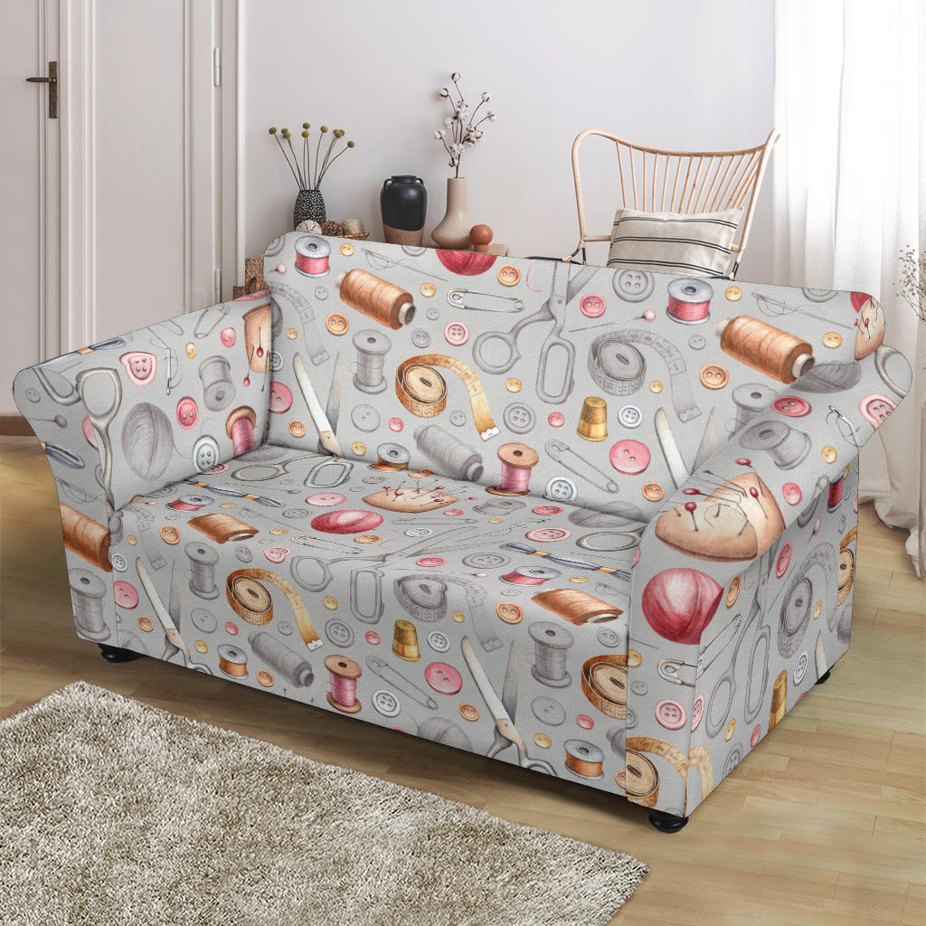Sewing Equipment Print Design LKS302 Loveseat Couch Slipcover