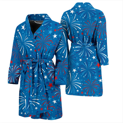 Firework Celebration Print Design LKS304 Men Bathrobe
