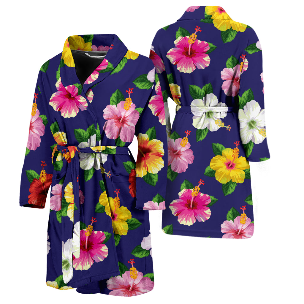 Hibiscus Colorful Print Design LKS301 Men Bathrobe
