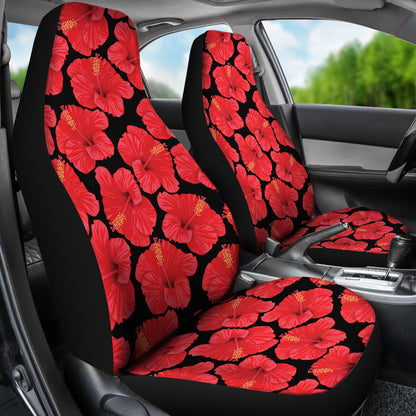 Hibiscus Red Pattern Print Design LKS306 Car Seat Covers