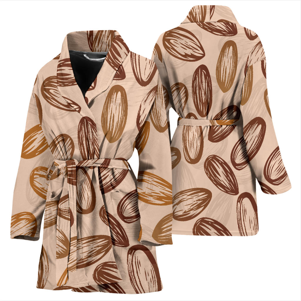 Almond Pattern Print Design 02 Women Bathrobe