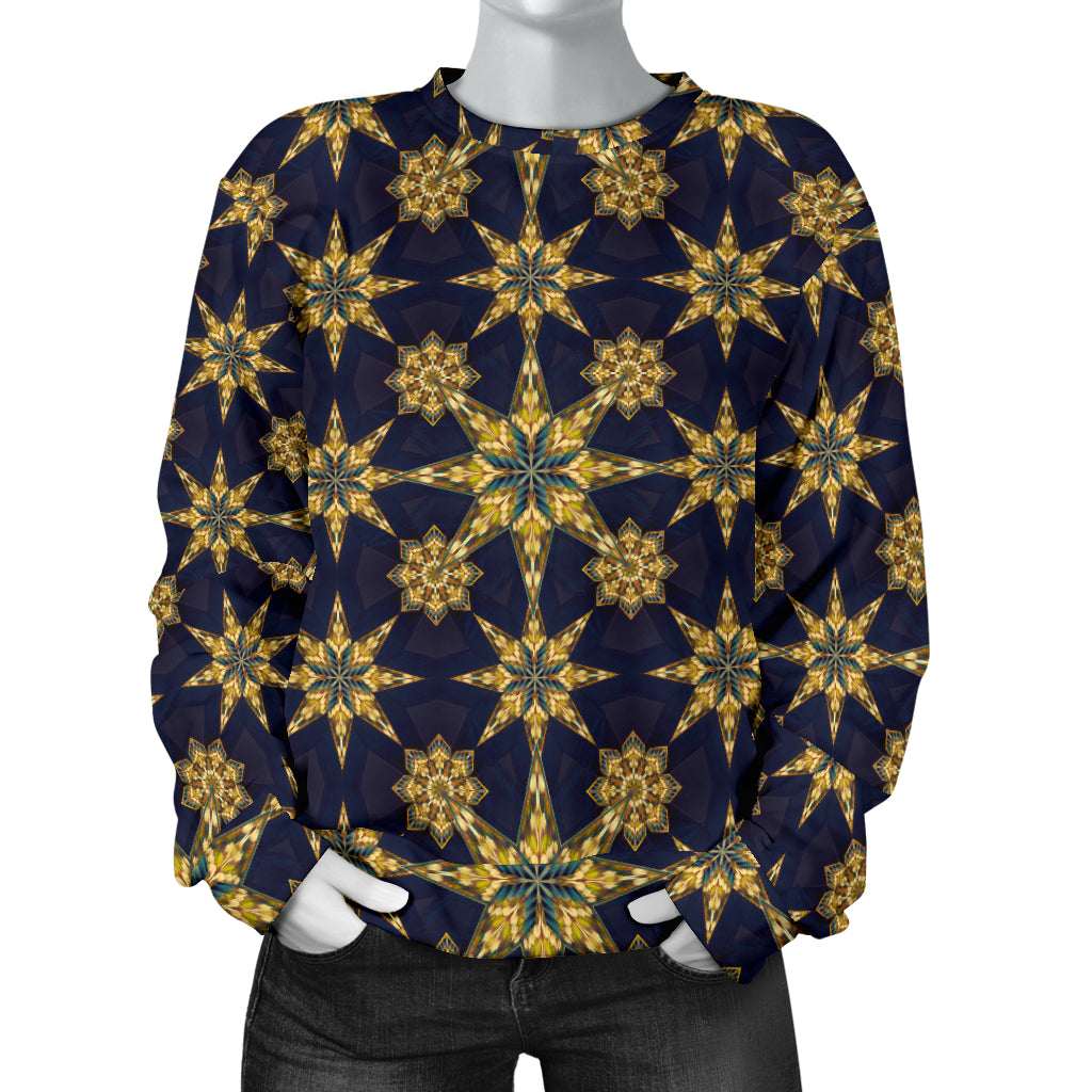 kaleidoscope Gold Print Design Women Long Sleeve Sweatshirt