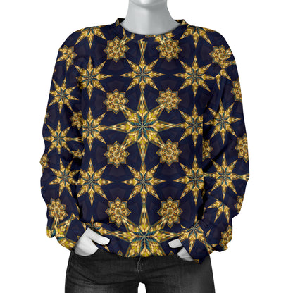 kaleidoscope Gold Print Design Women Long Sleeve Sweatshirt