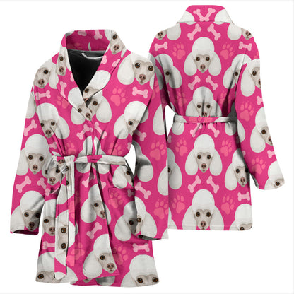 Poodle Pattern Print Design A04 Women Bathrobe
