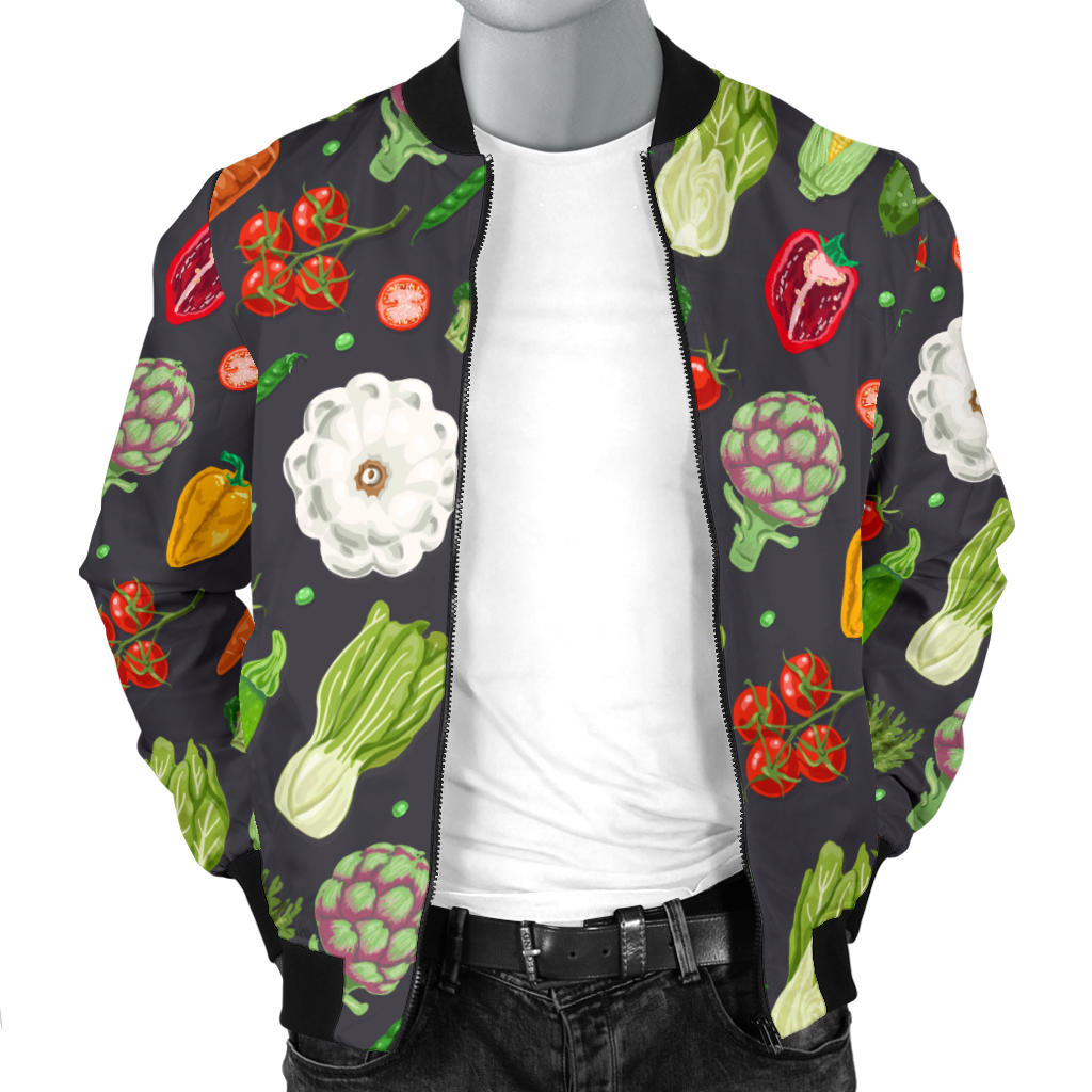 Vegan Pattern Themed Design Print Men Bomber Jacket