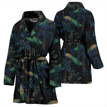 Rainforest Peacock Pattern Print Design A04 Women Bathrobe