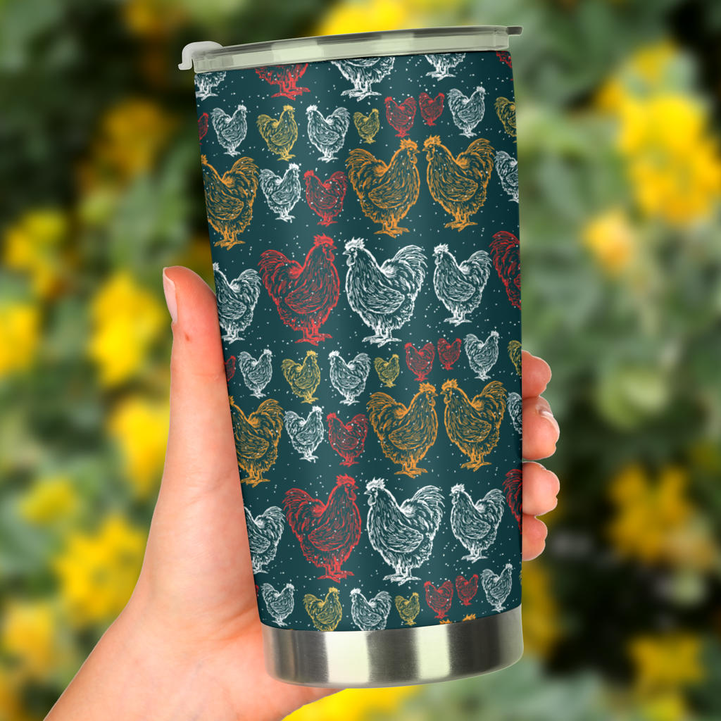 Rooster Hand Draw Design Tumbler