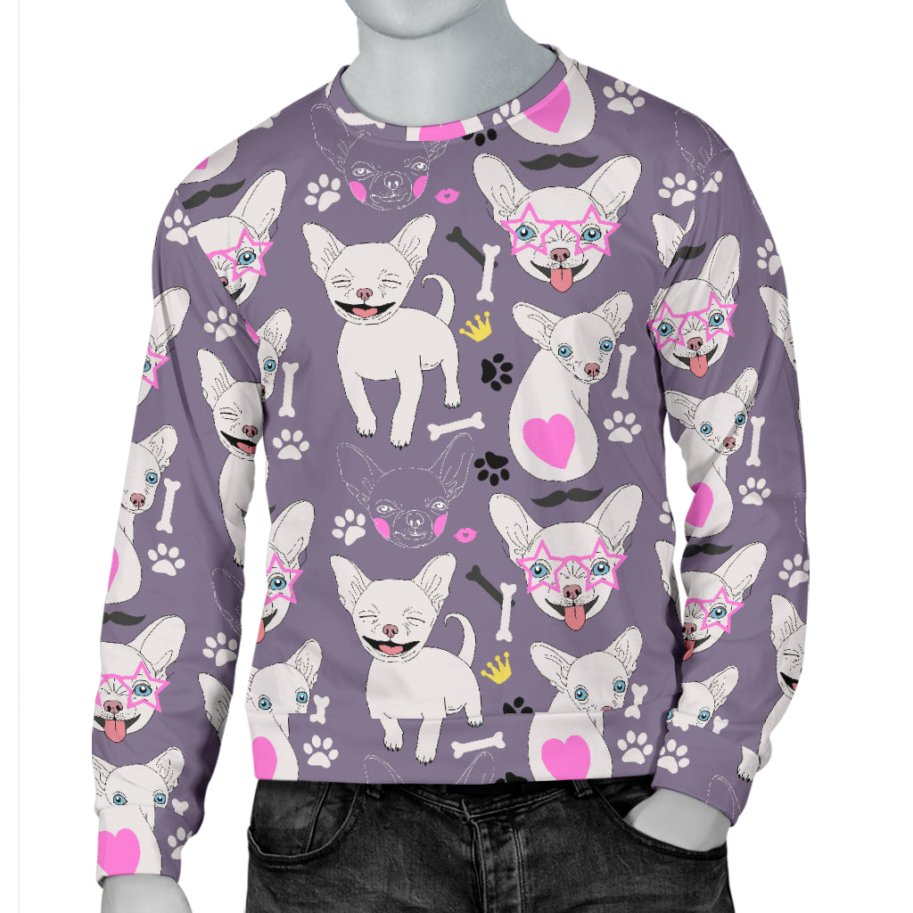 Chihuahua Happy Pattern Men Long Sleeve Sweatshirt