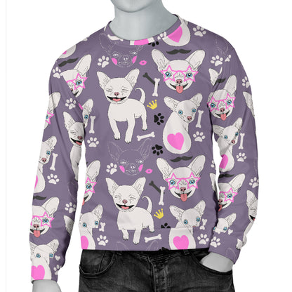 Chihuahua Happy Pattern Men Long Sleeve Sweatshirt