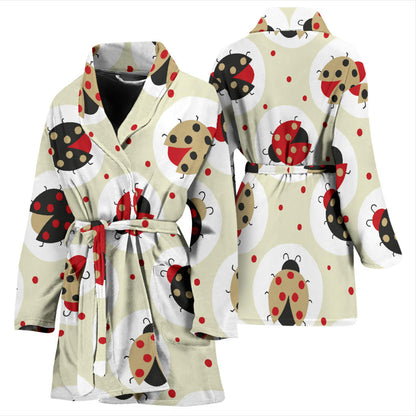 Ladybug Pattern Print Design 03 Women Bathrobe