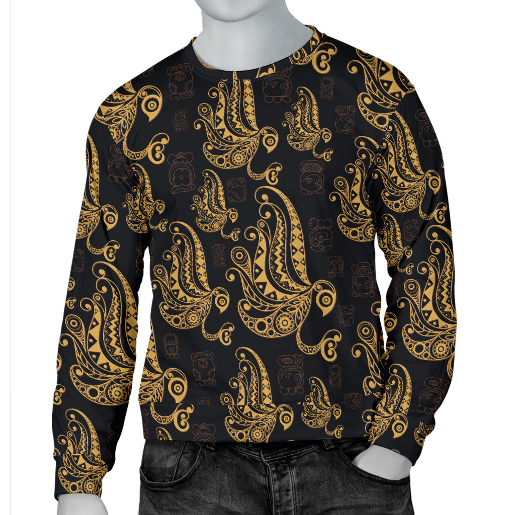 Owl Tribal Polynesian Design Print Men Long Sleeve Sweatshirt