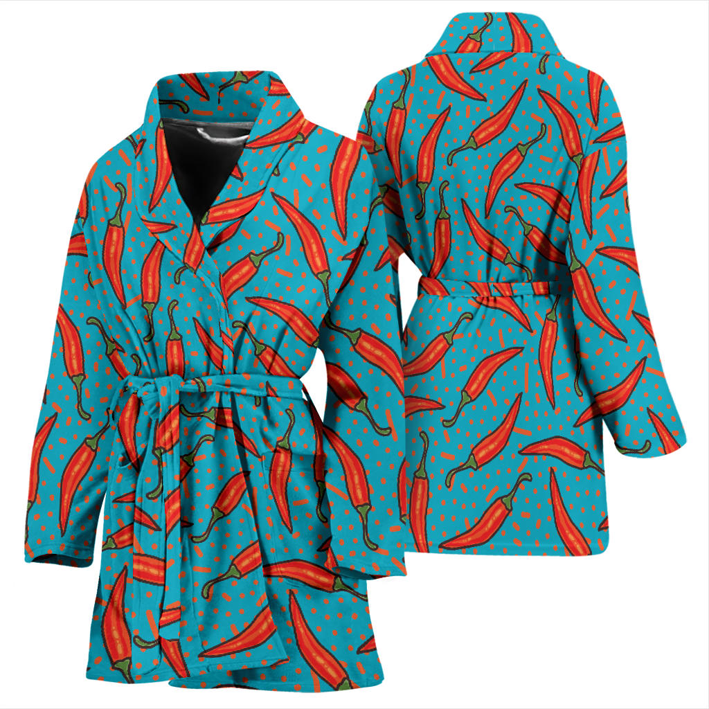 Chilli Pepper Pattern Print Design 05 Women Bathrobe