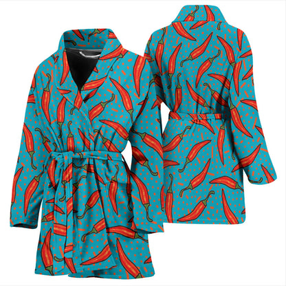 Chilli Pepper Pattern Print Design 05 Women Bathrobe