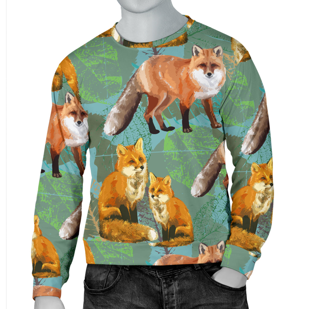 Fox Autumn leaves Themed Men Long Sleeve Sweatshirt