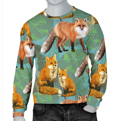 Fox Autumn leaves Themed Men Long Sleeve Sweatshirt