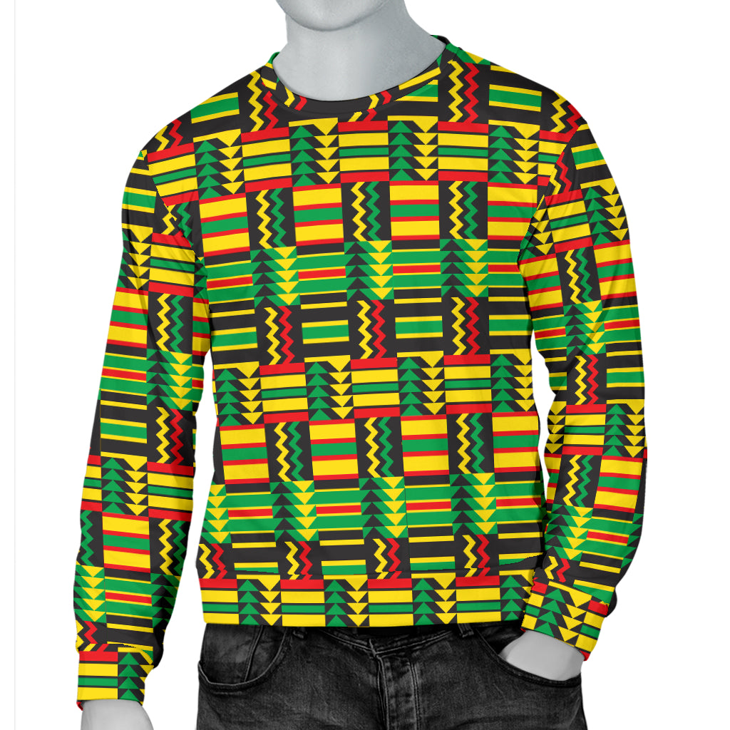 African Zip Zag Print Pattern Men Long Sleeve Sweatshirt