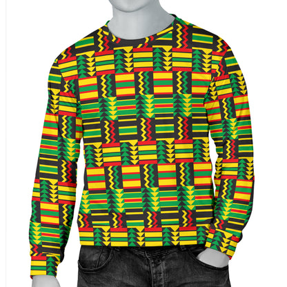 African Zip Zag Print Pattern Men Long Sleeve Sweatshirt