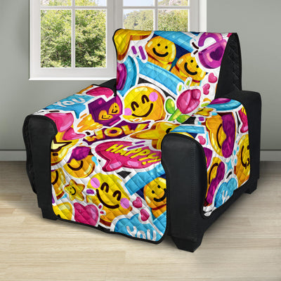 Emoji Sticker Print Pattern Recliner Cover Protector