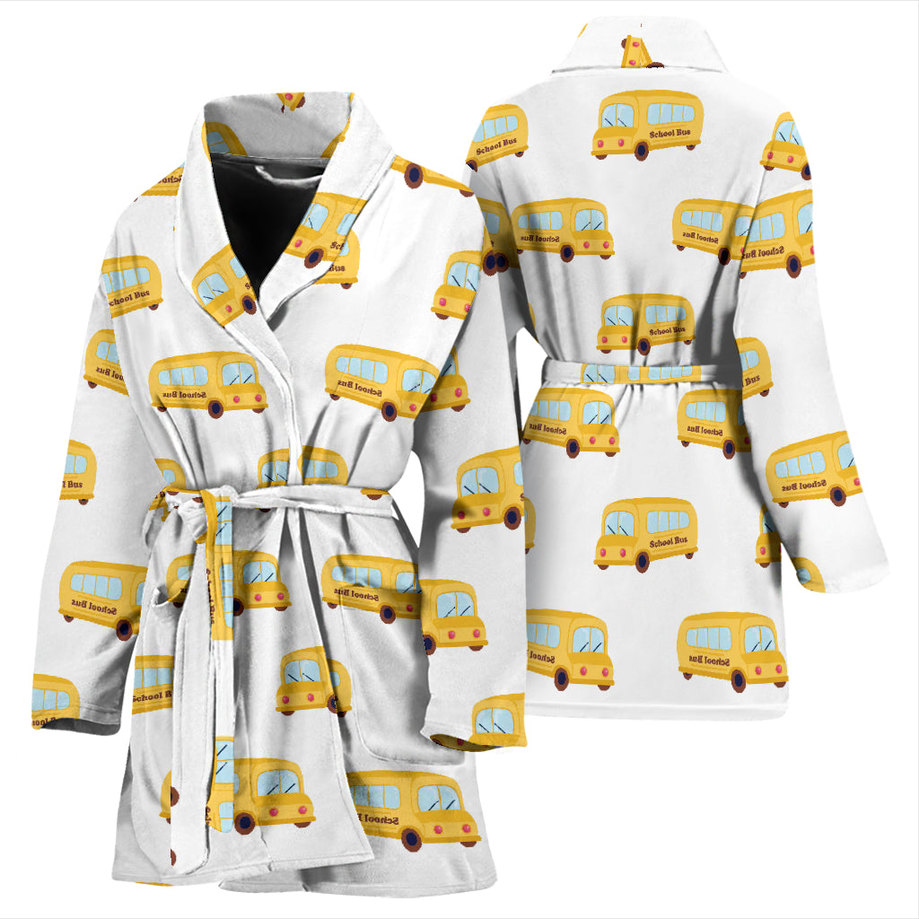 School Bus Print Design LKS306 Women Bathrobe