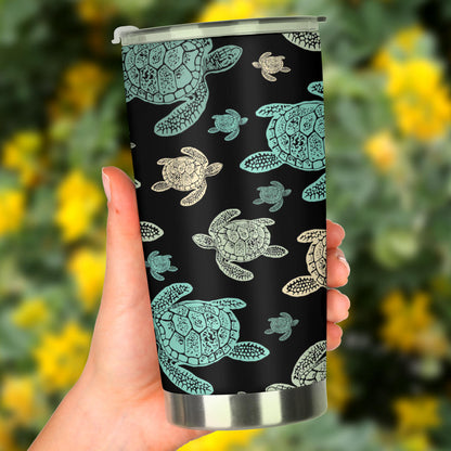 Sea Turtle Stamp Pattern Tumbler
