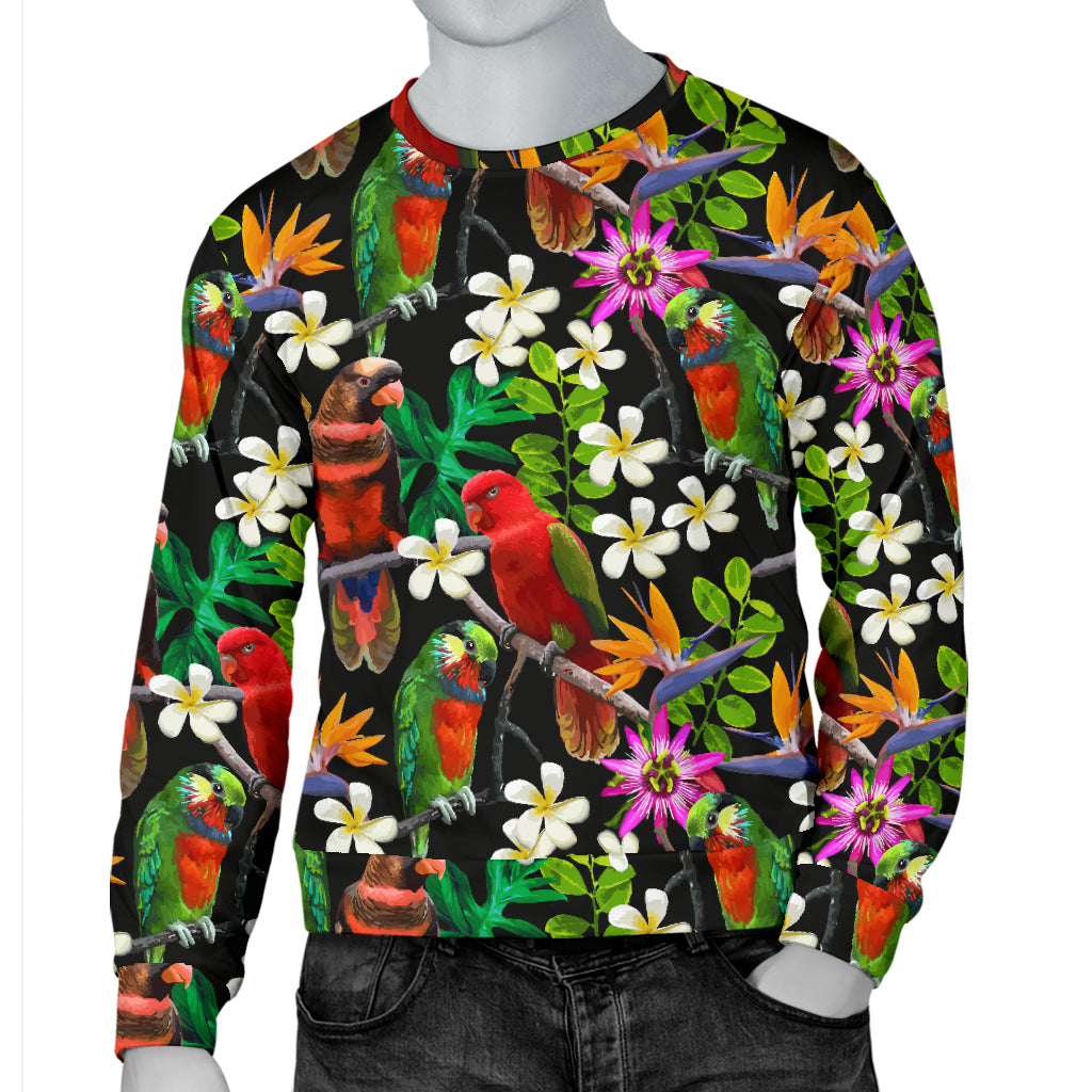 Parrot Design Print Men Long Sleeve Sweatshirt