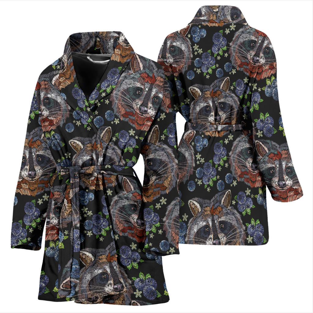 Raccoon Pattern Print Design A03 Women Bathrobe