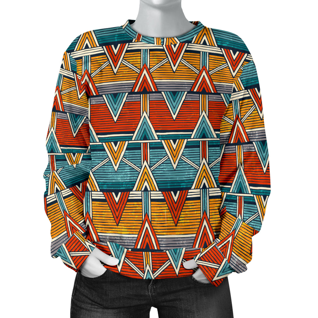 Kente Print African Design Themed Women Long Sleeve Sweatshirt