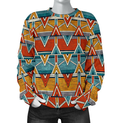 Kente Print African Design Themed Women Long Sleeve Sweatshirt