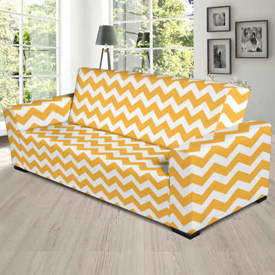 Chevron Orange Pattern Print Design 01 Sofa Slipcover