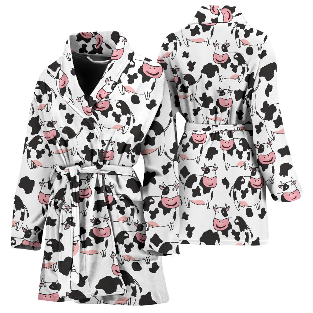 Cow Pattern Print Design 02 Women Bathrobe