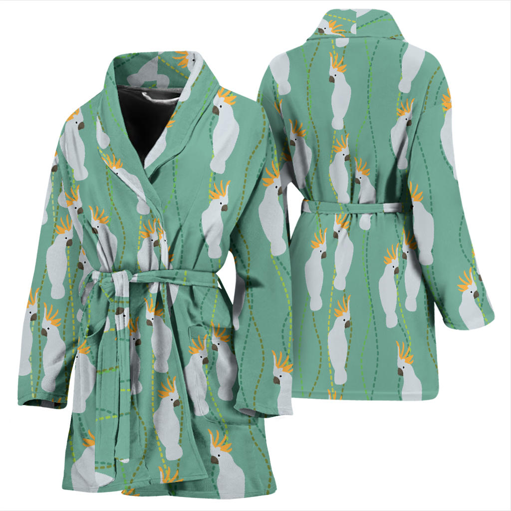 Cockatoo Pattern Print Design 01 Women Bathrobe