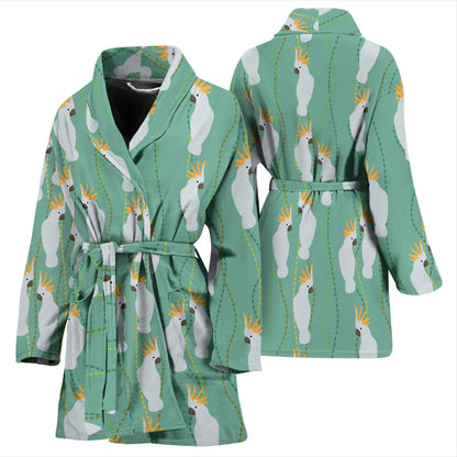 Cockatoo Pattern Print Design 01 Women Bathrobe