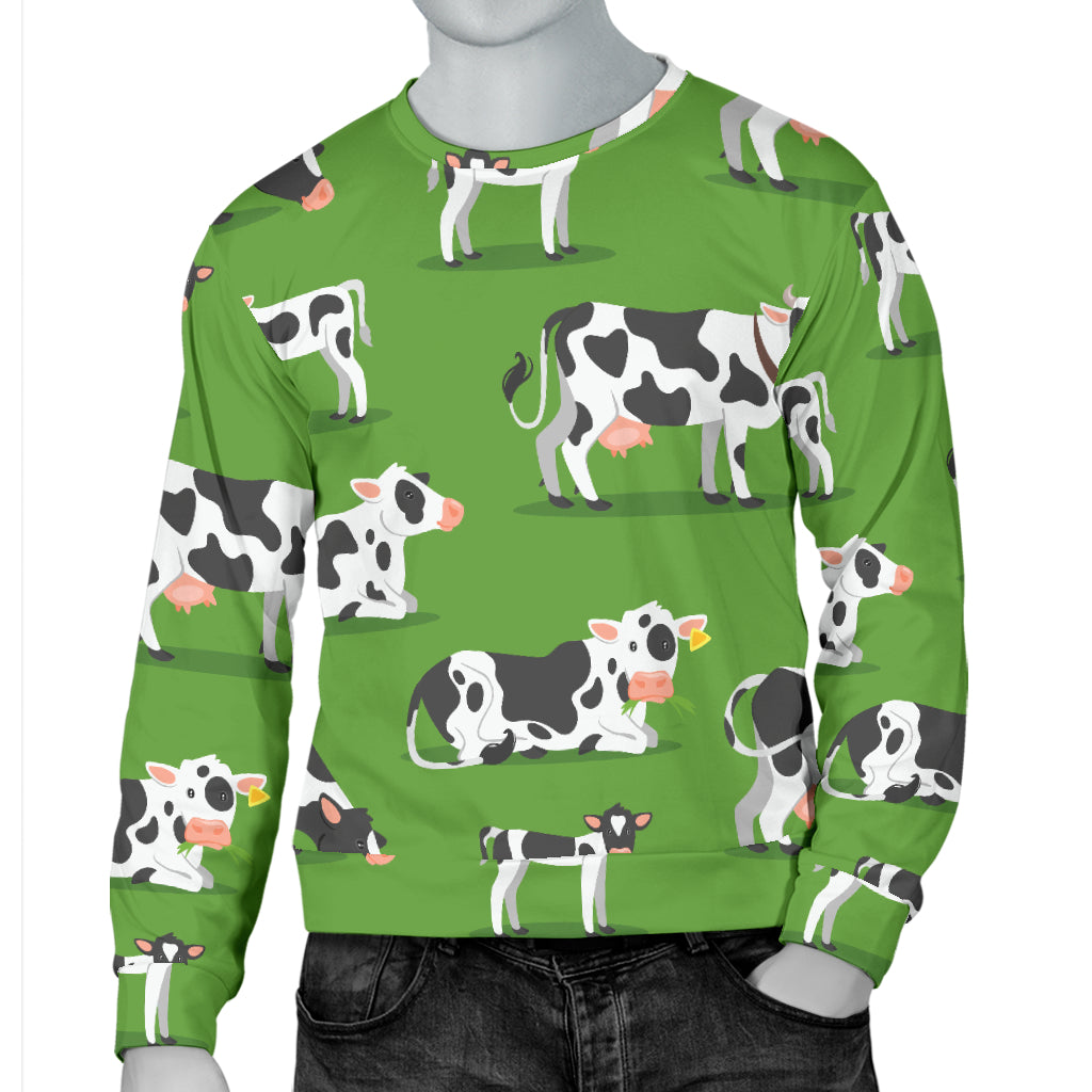 Cow Happy Print Pattern Men Long Sleeve Sweatshirt