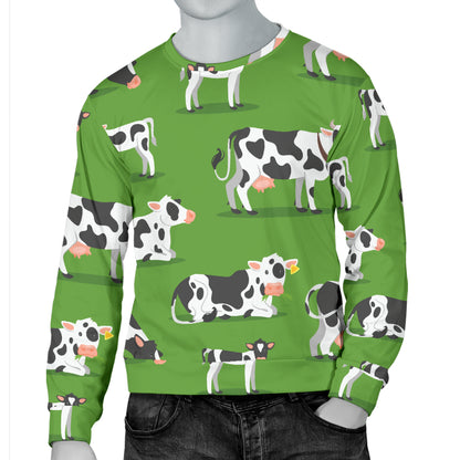 Cow Happy Print Pattern Men Long Sleeve Sweatshirt