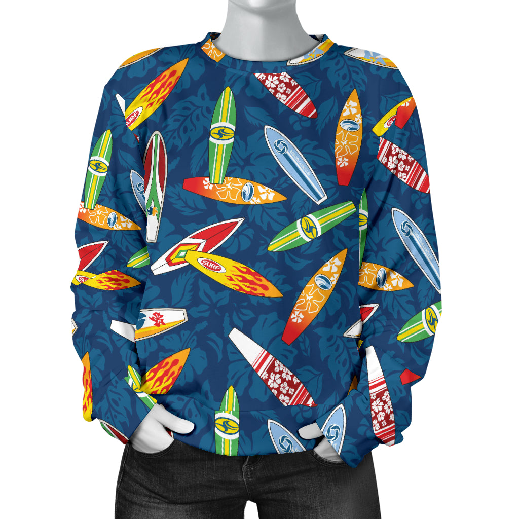 Surfboard Pattern Print Women Long Sleeve Sweatshirt