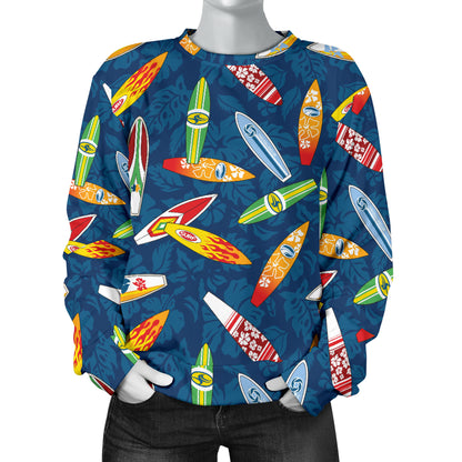 Surfboard Pattern Print Women Long Sleeve Sweatshirt
