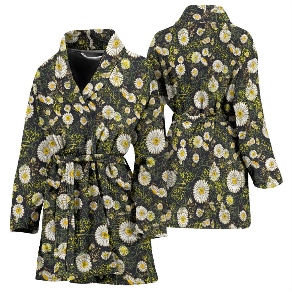 Daisy Pattern Print Design 03 Women Bathrobe
