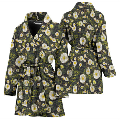 Daisy Pattern Print Design 03 Women Bathrobe