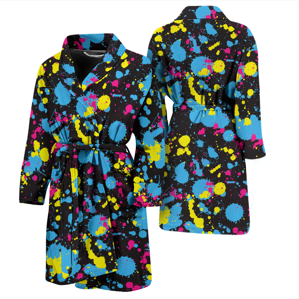 Splatter Colorful Print Design LKS301 Men Bathrobe
