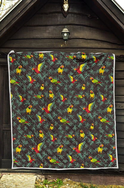 Parrot Themed Print Quilt Bedspread