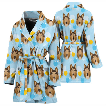 Collies Pattern Print Design 02 Women Bathrobe