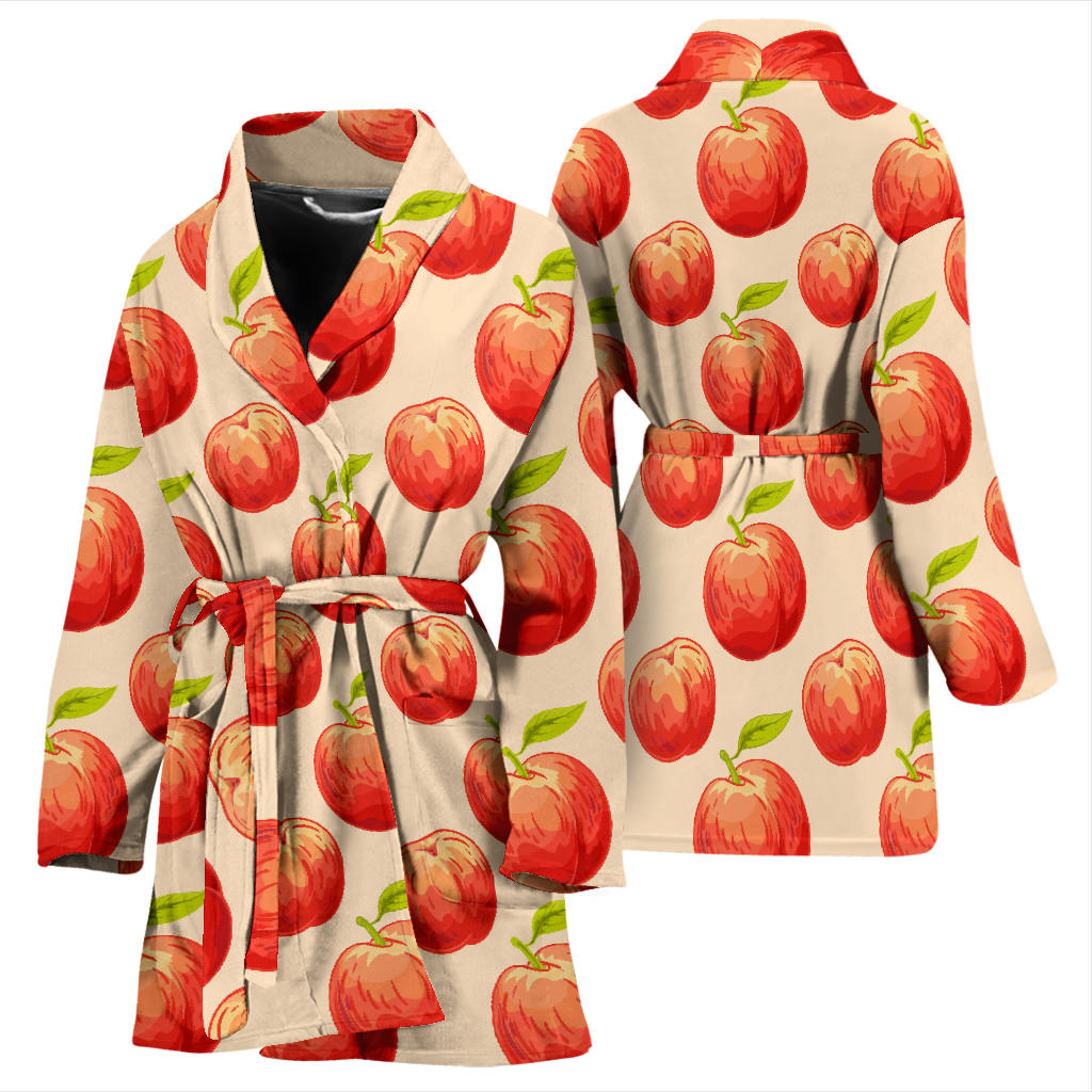 Peach Pattern Print Design A03 Women Bathrobe